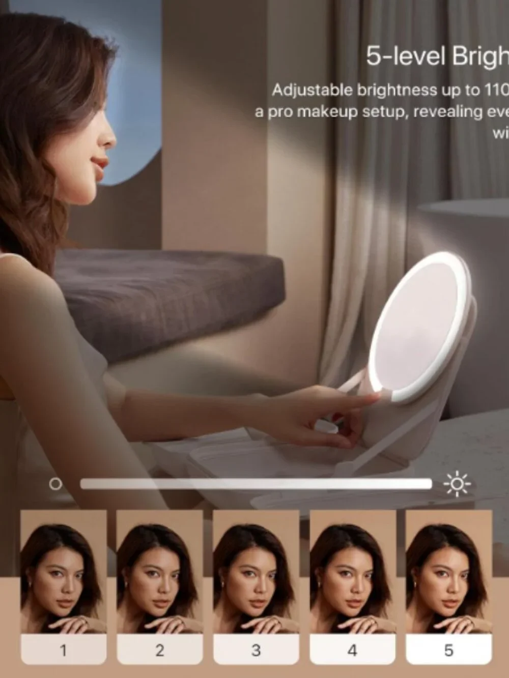 Amiro Cube S Magnetic Travel makeup portable Bag LED Mirror White AMI115